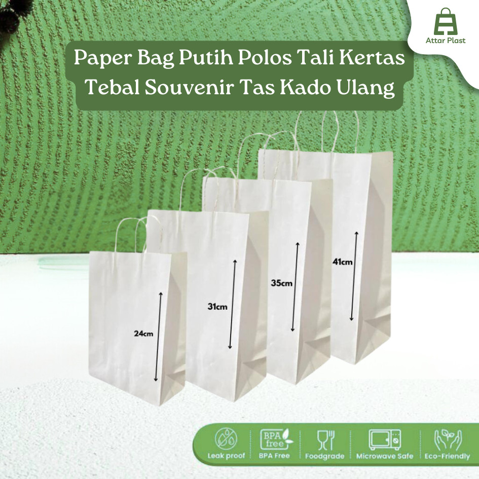 

Paper Bag Putih Polos Tali Kertas Tebal Souvenir Tas Kado Ulang Tahun