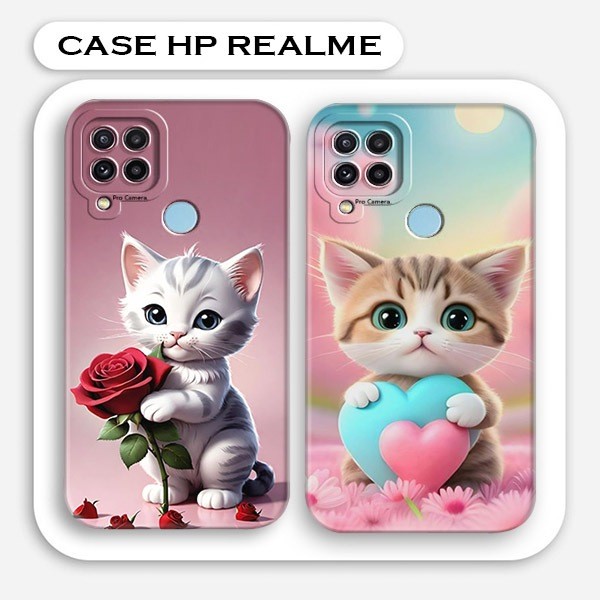 Softcase Hp Realme C15 / C12 / C25 / C25S Motif Kucing Lucu Gemes Kesing Hp Silikon Tpu Prokamera Ke