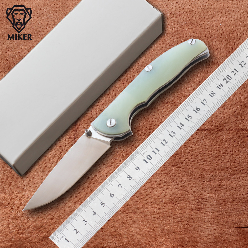 MIKER Tabargan95 folding knife 9Cr18Mov blade Jade handle axis system outdoor Survival camp hunt Tac