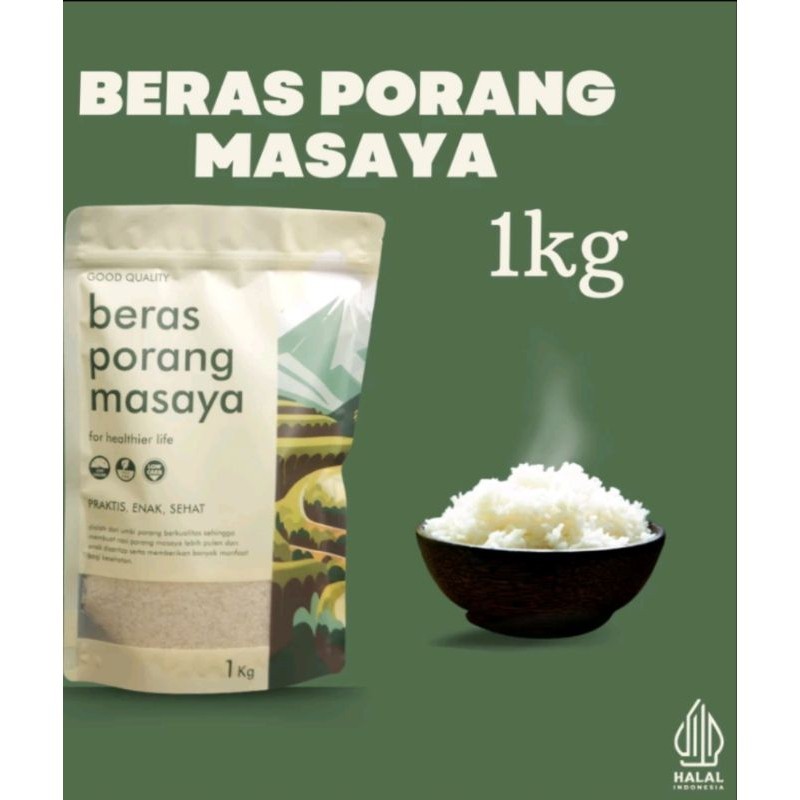 

masaya beras porang 1 kg-beras diet-berat sehat-beras rendah kalori-fukumi-shirataki-instant konjac rice-healthy food