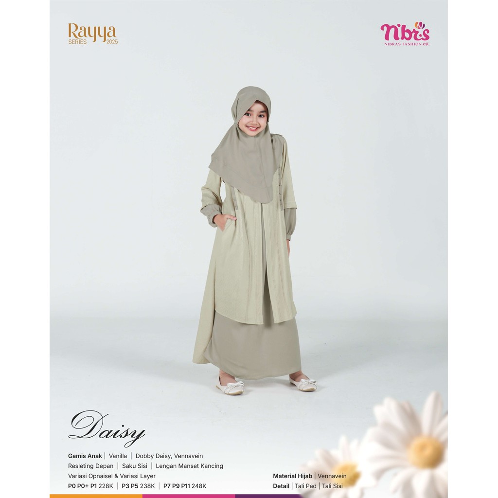KNS - Sarimbit Lebaran Daisy Nibras Gamis Anak Terbaru Dress Muslim Anak Simple Original Premium Lok