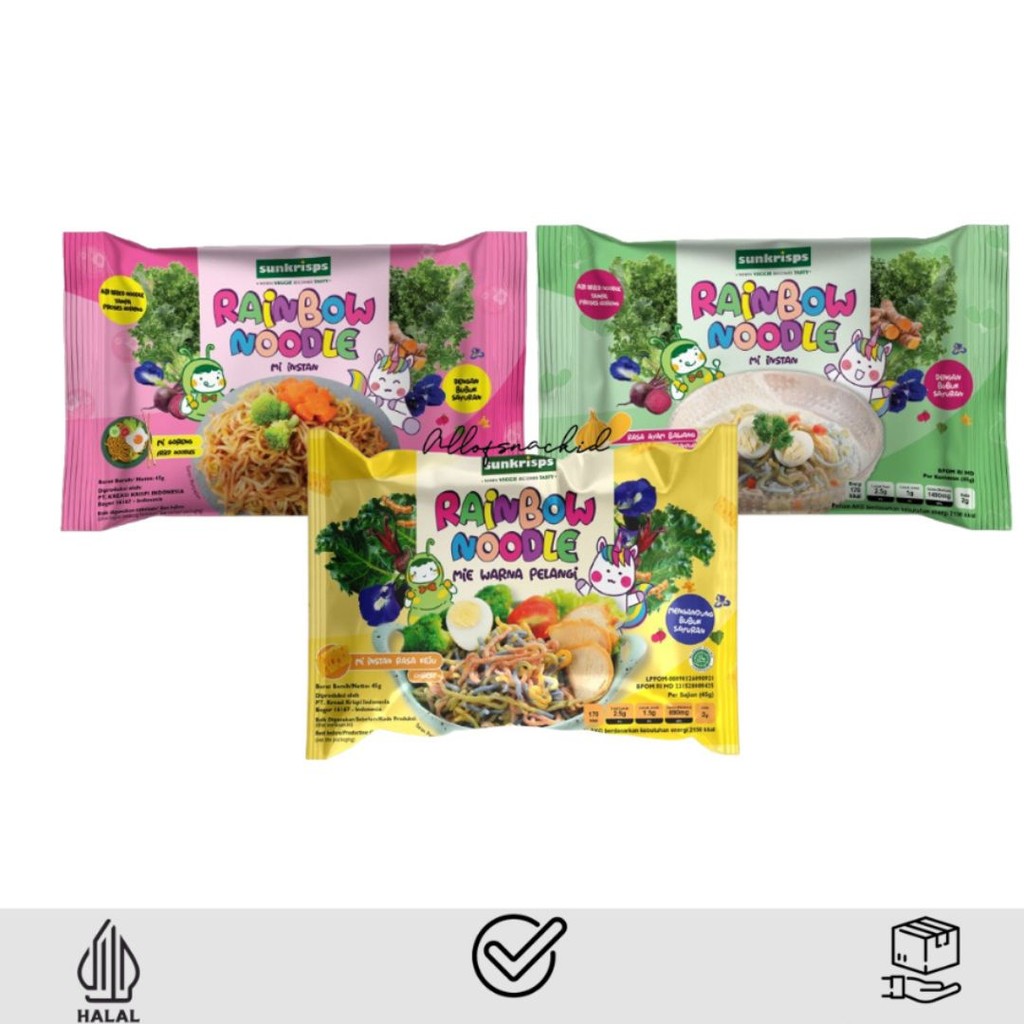 

SUNKRISPS Rainbow Noodle 45gr / Mie Sehat Pasta Keju Pelangi Cemilan Anak / Sunkrisps Mie Sehat anak MPASI