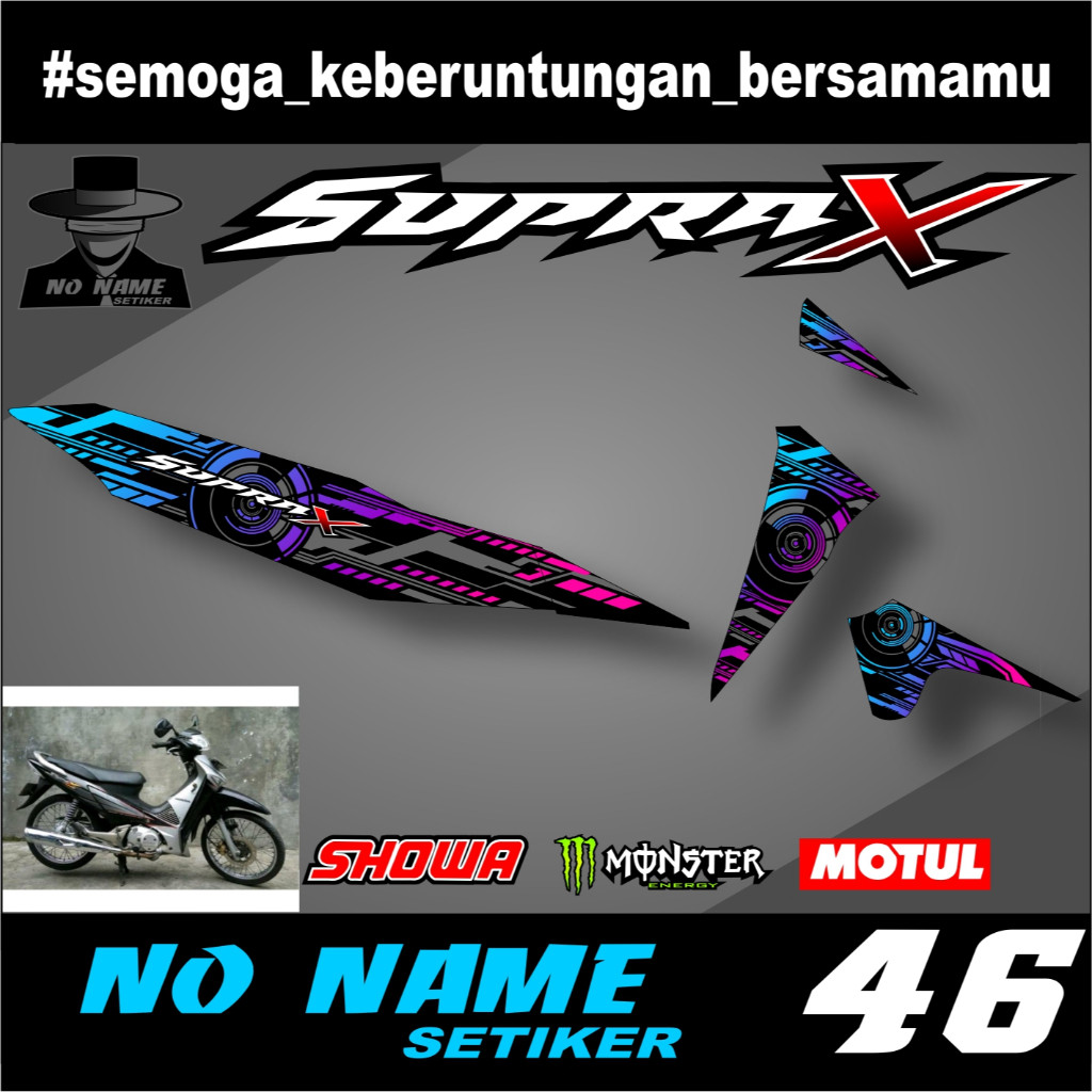 Striping Supra 100(46) / Supra X / Supra Fit Lama Variasi Sticker Stiker Skotlet Motor