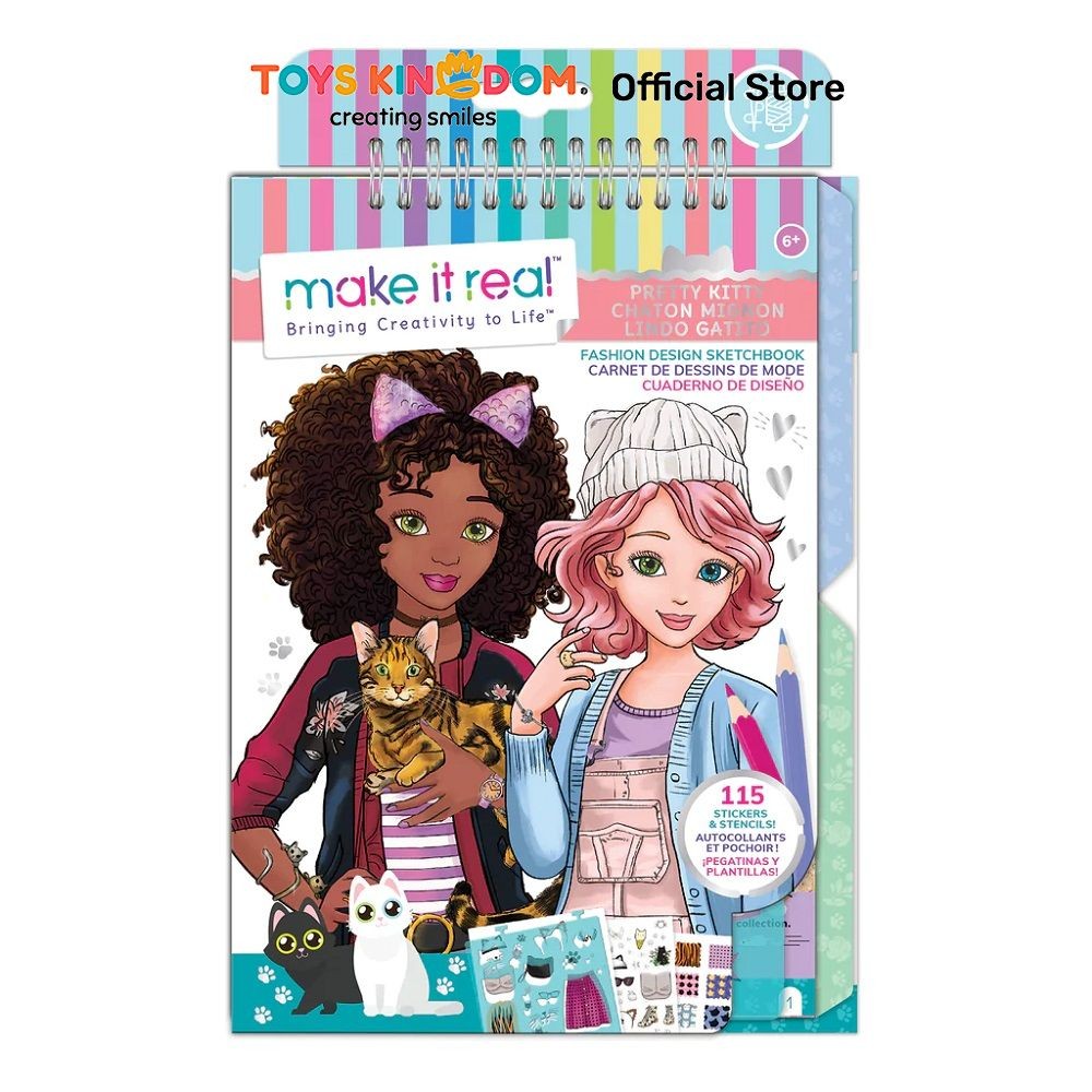 Toys Kingdom Make It Real Set Sketchbook Pretty Kitty Kids Toy Toys Mainan Seni Diy Arts And Crafts 