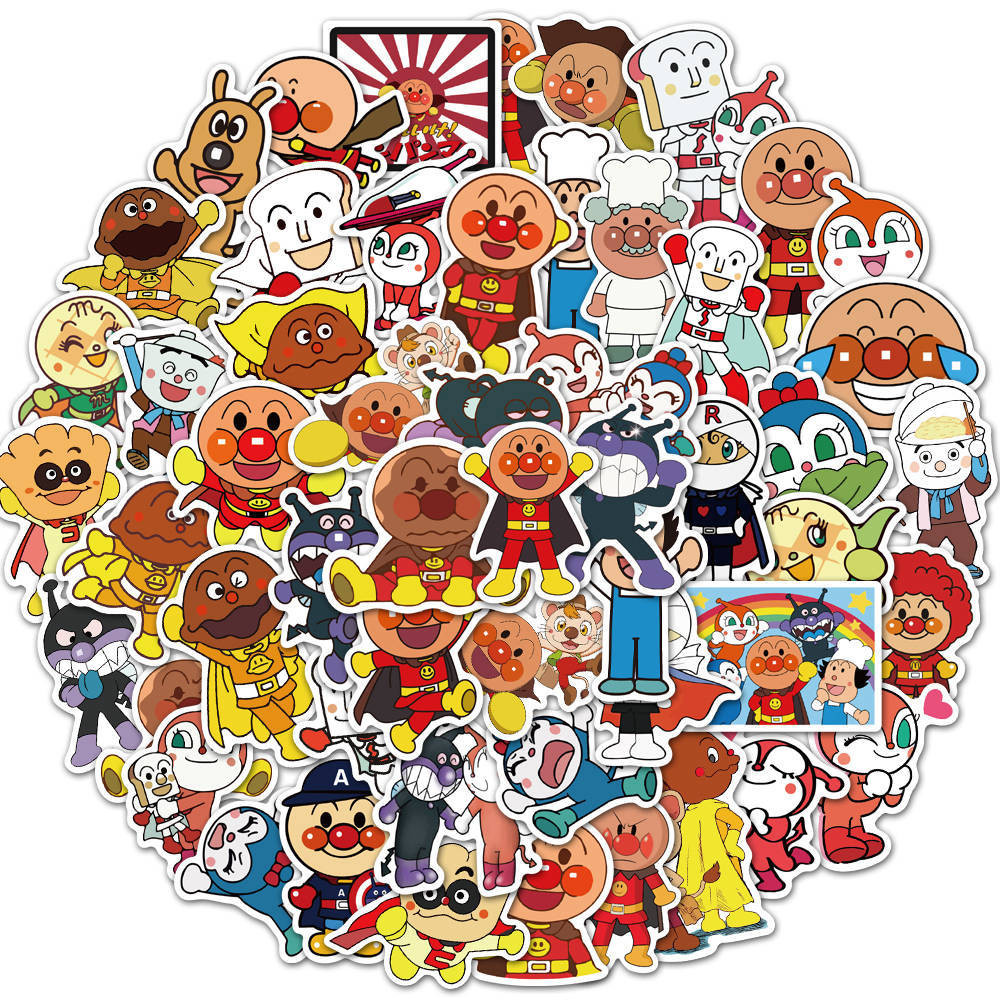 

10/30/ 50Pcs Cartoon Anpanman Stickers For Suitcase Skateboard Laptop Luggage Fridge Phone Car Styling DIY Decal Sticker