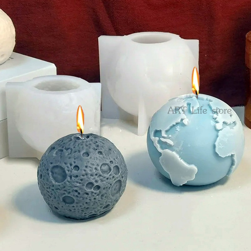 

3D Earth Moon Silicone Candle Mold DIY Planet Crafts Resin Plaster Casting Molds Handmade Soap Making Tools Home Decor Gifts