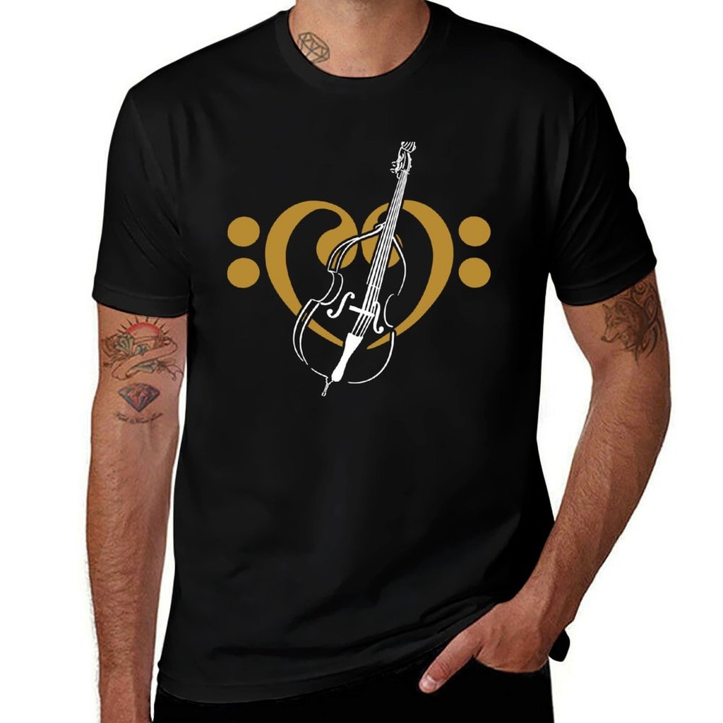 

Heart from bass clefs with double bass T-Shirt cheap stuff summer clothes mens clothes