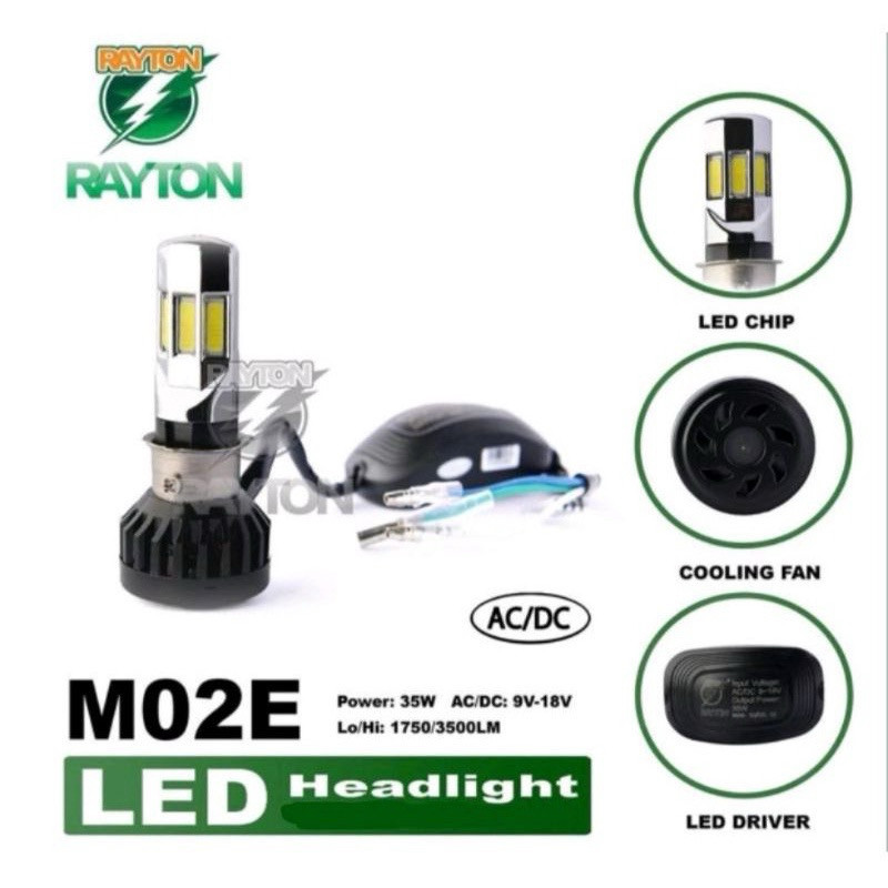 Lampu Led Motor RTD 6 Sisi / 3 Sisi 100% Original Garansi Ac Dc + Kipas Bohlam Dop Lampu Depan Utama