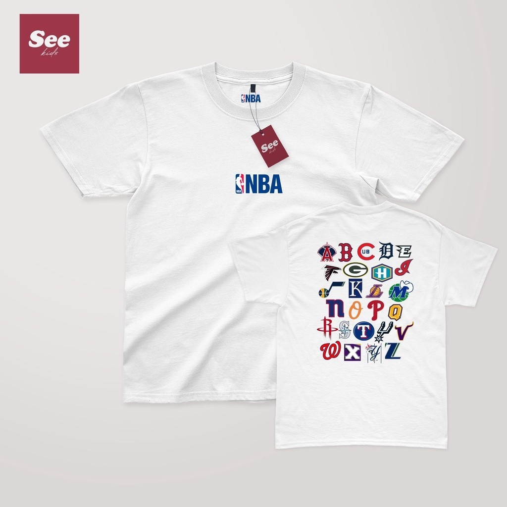 Kaos NBA BASKET BALL CLUB LOGO Series Katun Premium Baju Branded Anak dan Dewasa T-shirt NBA Basket 