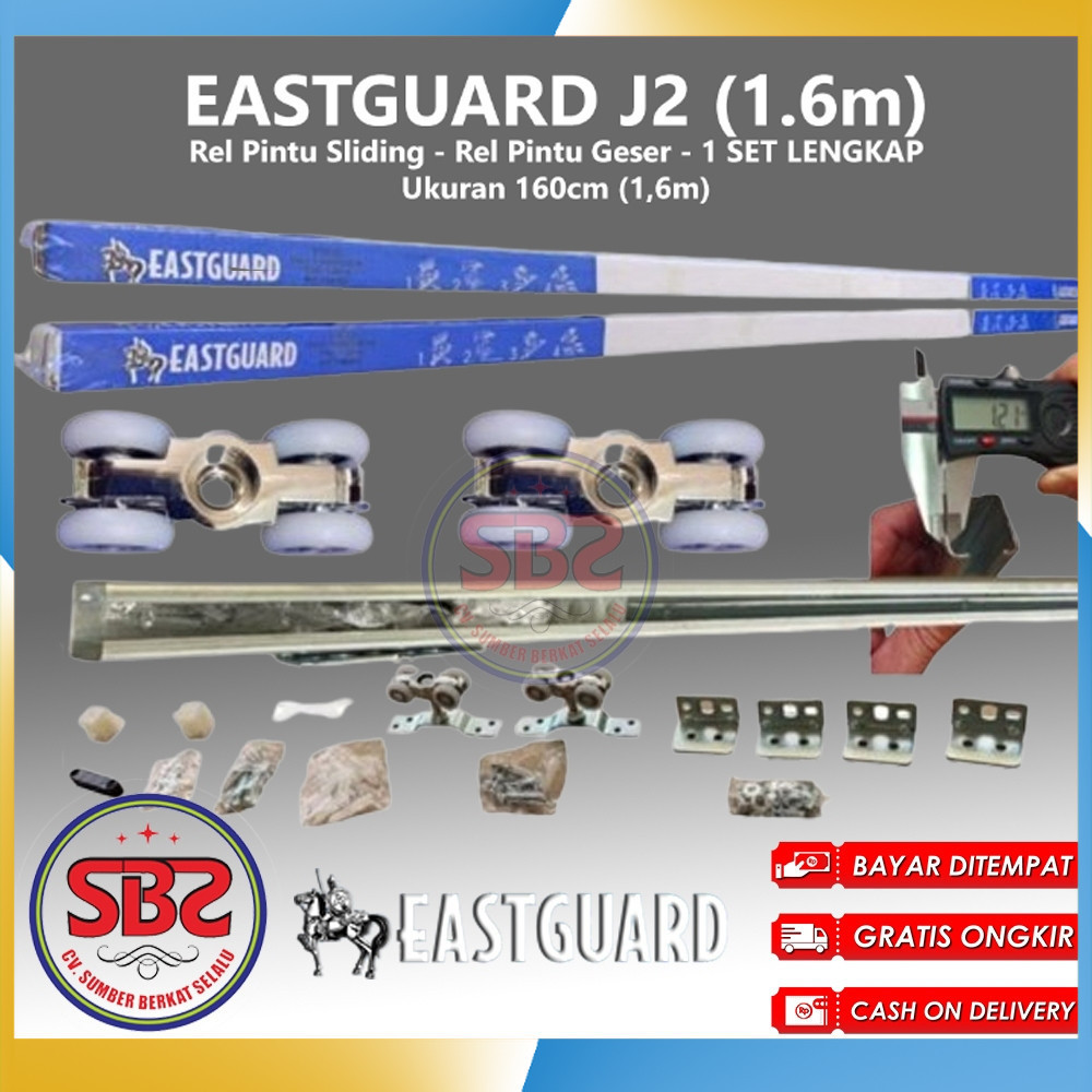 REL SLIDING J2 EASTGUARD - Rel Pintu Dorong - Sliding Rail Galvanis - Sliding Track - Rel Pintu 1.6m