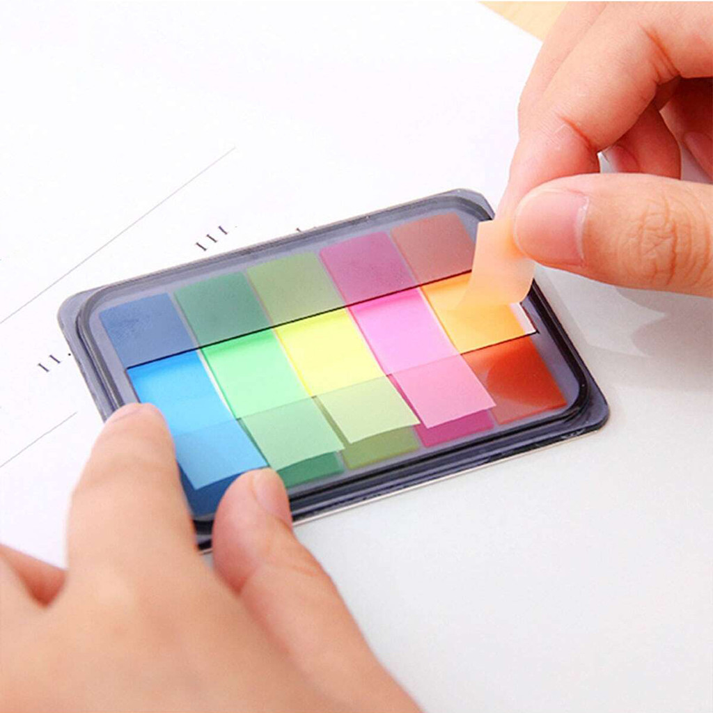 

1/6/8pcs Multi colors PET Fluorescent Index Sticky Notes, Student Office Marking Bookmark Indication Note Stickers Index Sticker