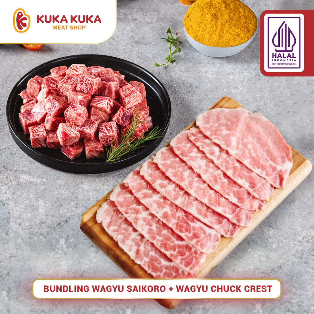 

Paket Bundling Wagyu Chuck Rest 500gr dan Wagyu Saikoro 500gr