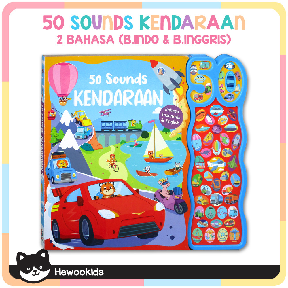 50 Sounds Kendaraan Sound Board Book (Bahasa Indonesia & English) [GinukGinuk]