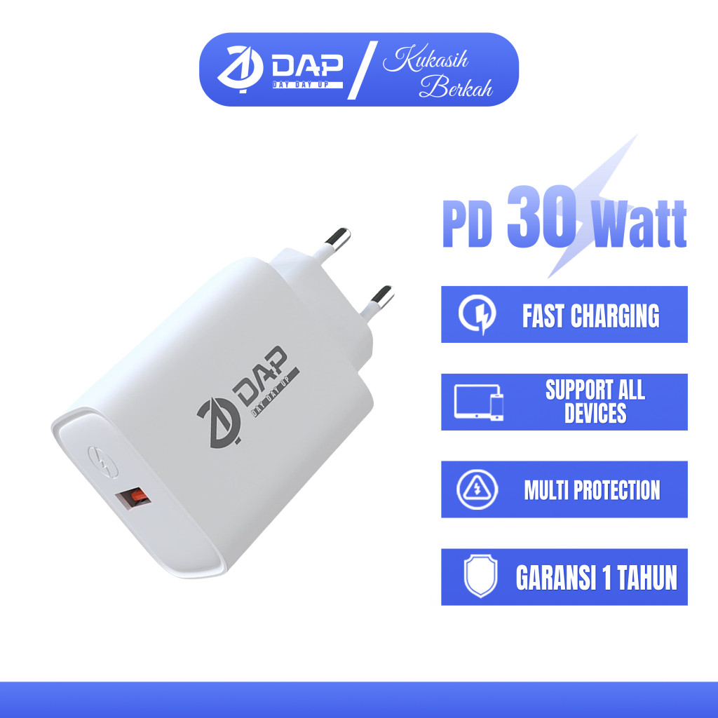 DAP D-AQ9 Adaptor Super Fast Charger 30 Watt Output USB Support VOOC xiaomi vivo oppo Kepala Charger