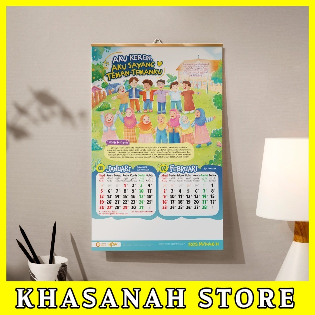 

Gema Insani Kalender Anak Muslim 2025 Hanging Calendar For Kids Tema aku sayang teman-temanku