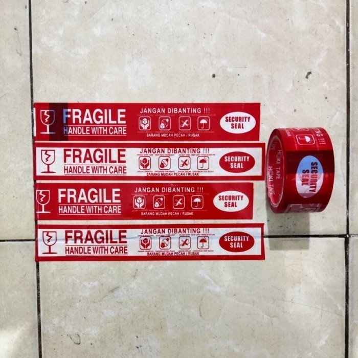 

Lakban Fragile, Lakban pecah merah/putih