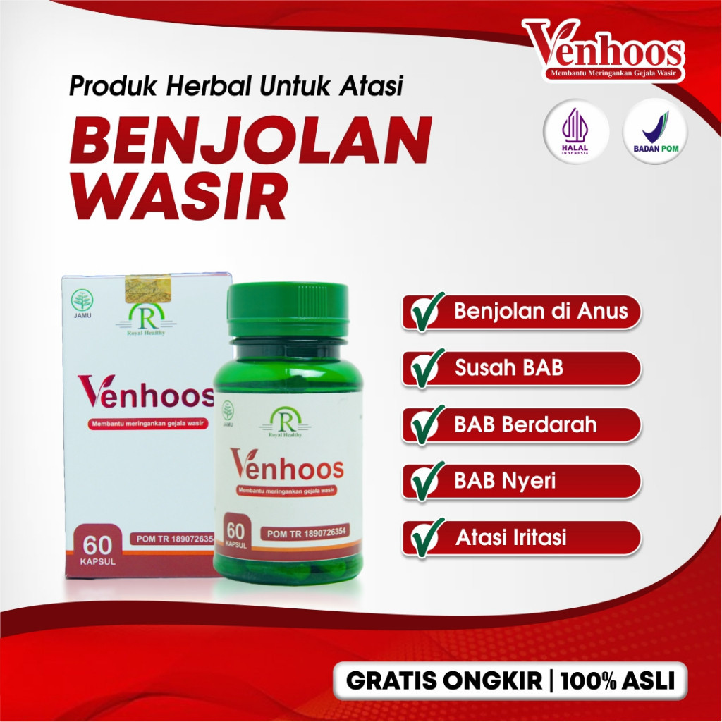 VENHOOS kapsul wasir - Herbal untuk Benjolan Wasir Isi 60 kapsul