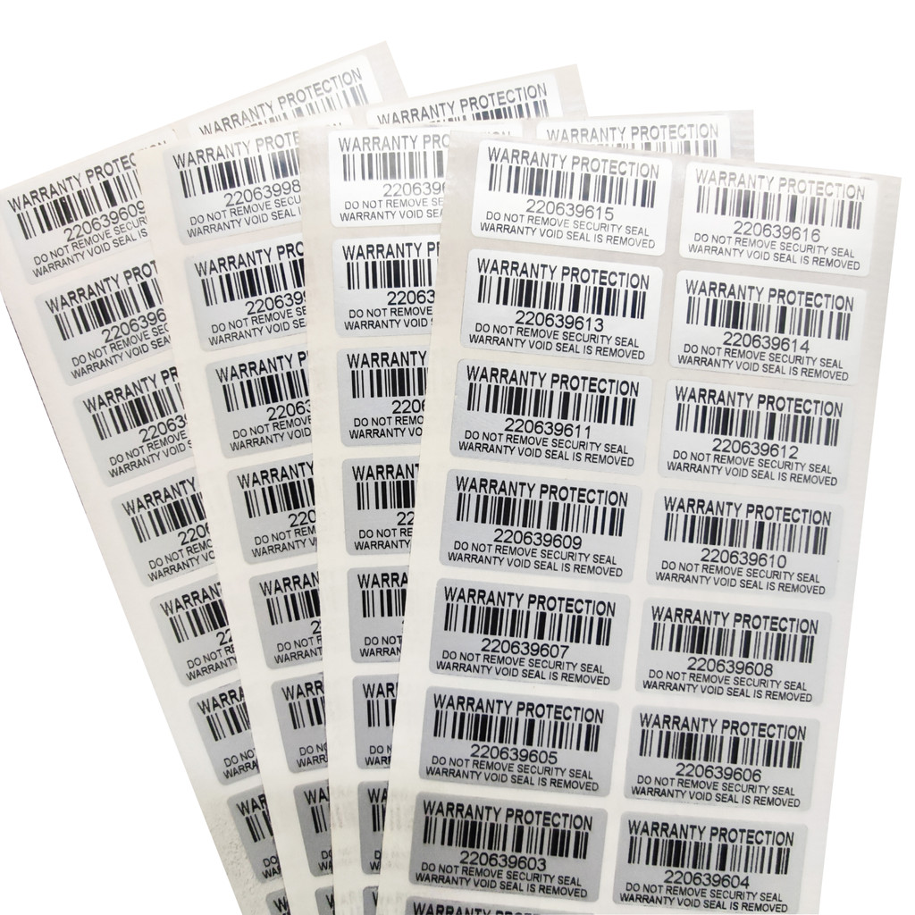 

100pcs Silver Warranty Protection Sticker (30mm x 15mm) Safe Seal Anti-tamper Warranty invalid Serial number label sticker