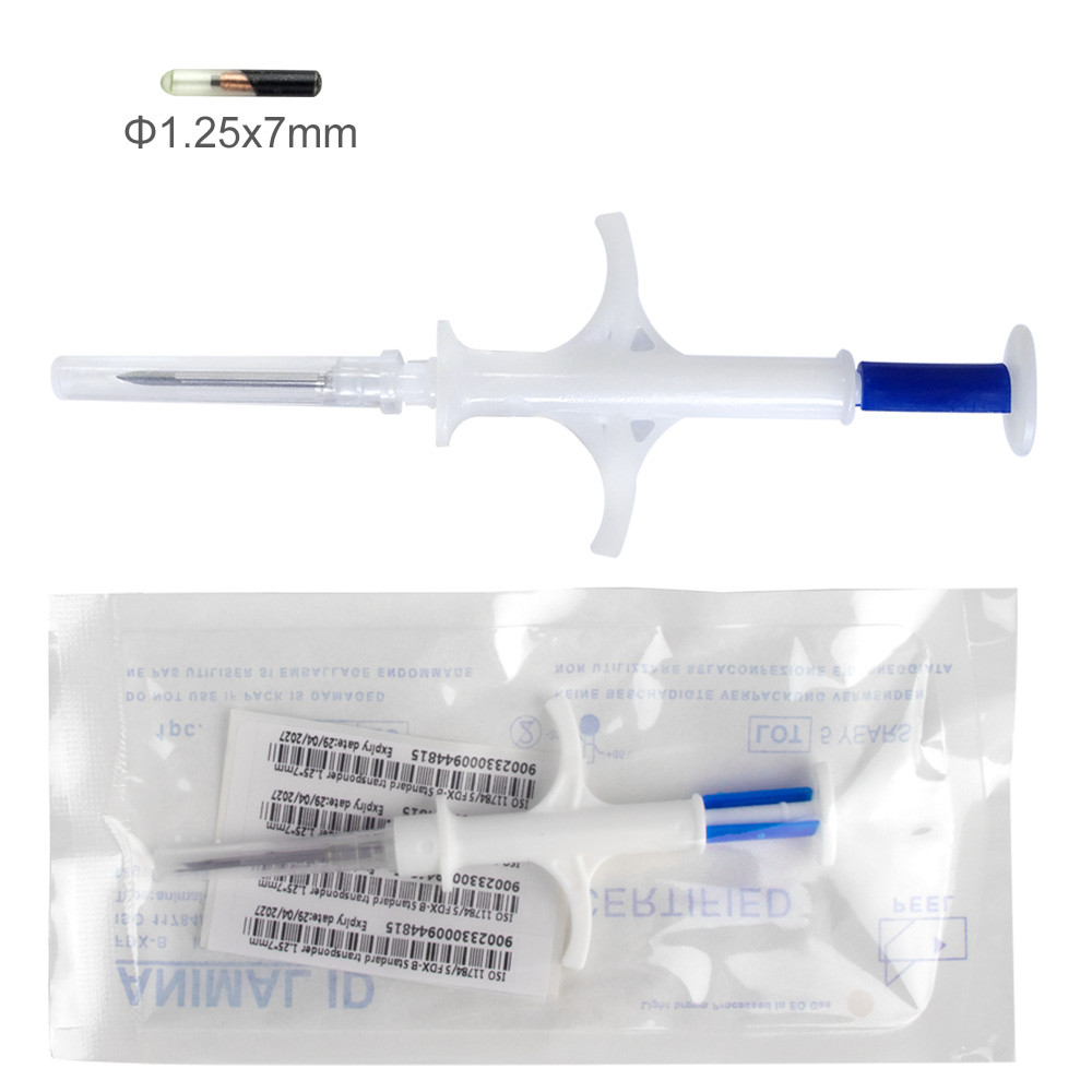 100pcs Pet Animal Microchip Syringe 134.2KHz FDX-B EM4305 ID Chip for Dogs Cats Horses Fish 1.25*7mm