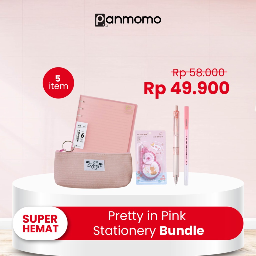

Panmomo Bundle 5 Pcs Alat Tulis Set Pretty in Pink Stationery