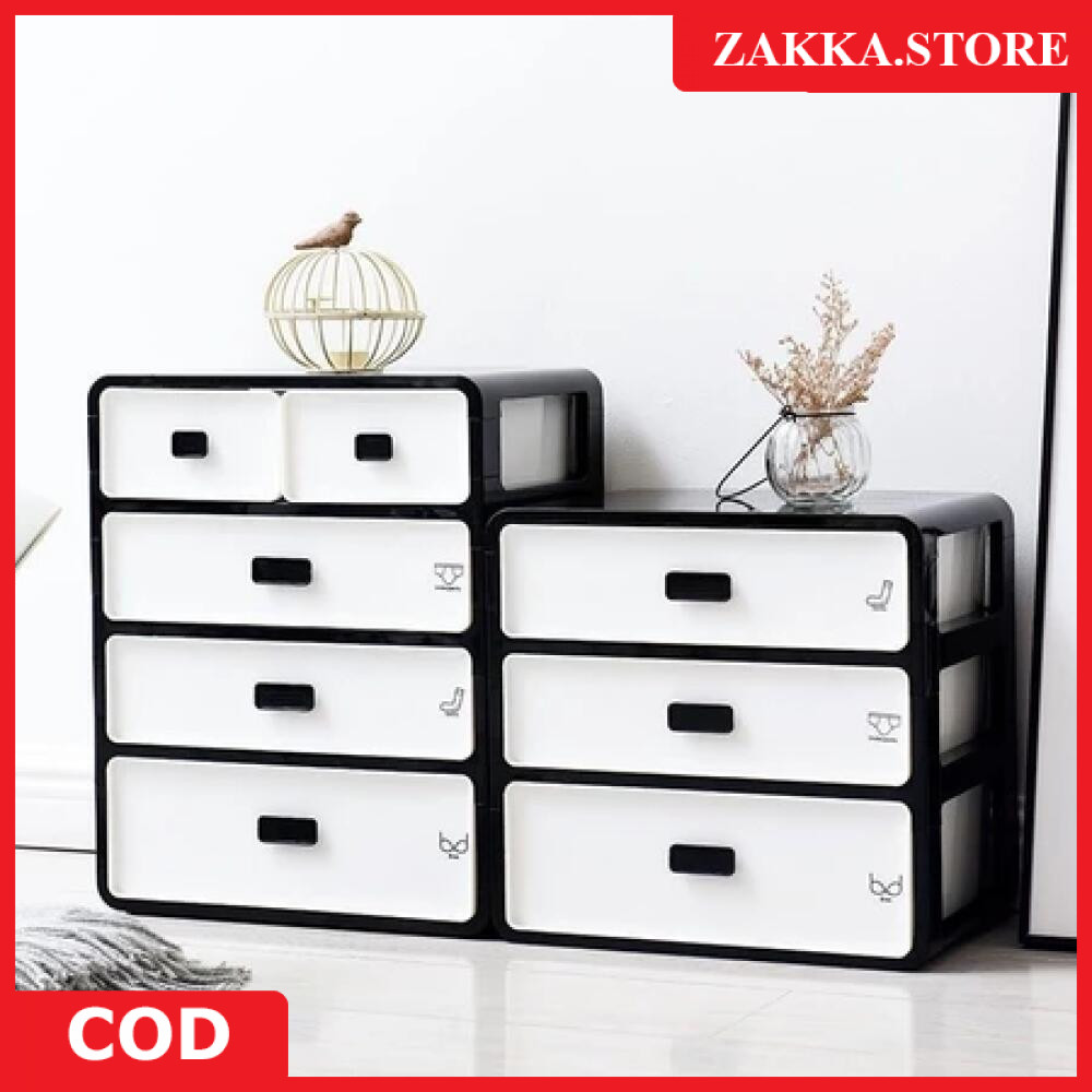 ZAKKA STORE Lemari Mini 2 3 4 Susun Rak Laci Penyimpanan Baju  Drawer Plastik Lemari Kabinet