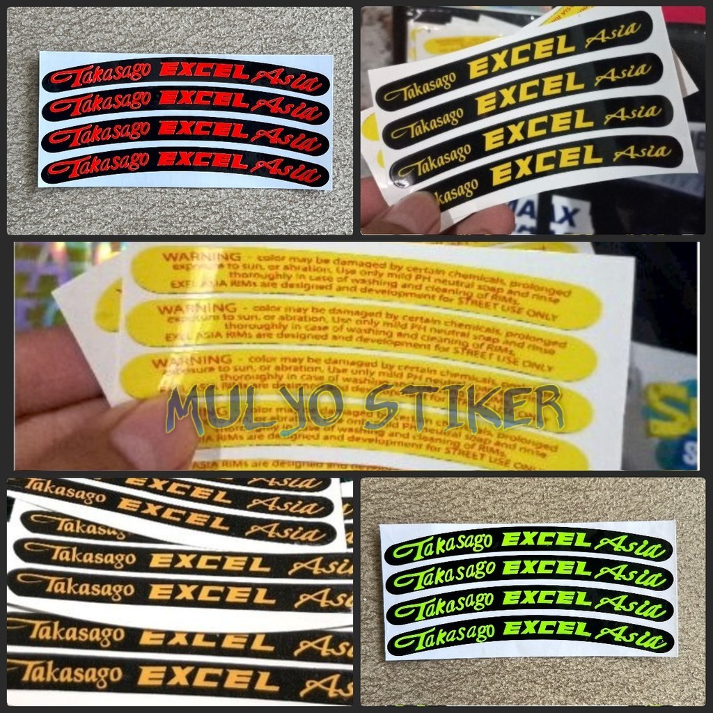 STICKER STIKER VELG TAKASAGO EXCEL ASIA PRINT HITAM BERKUALITAS ORI