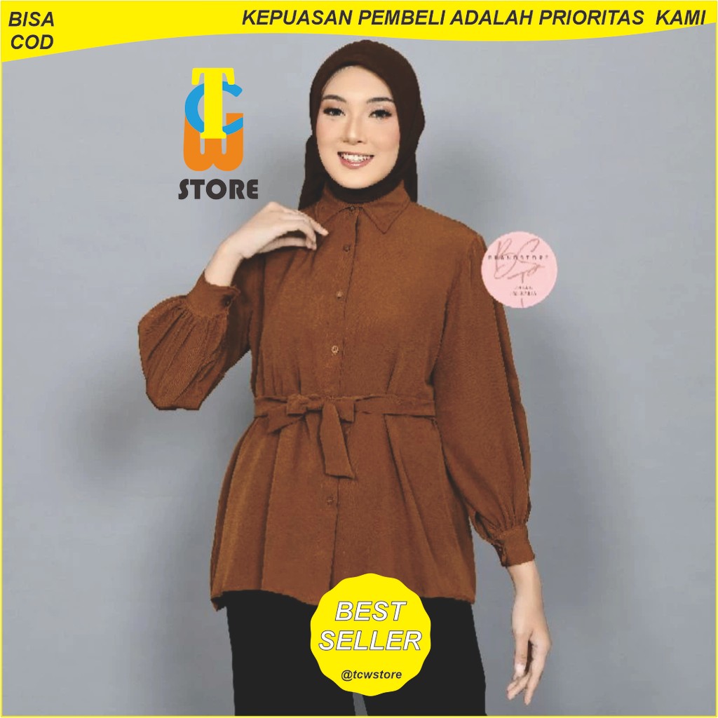 TCWSTORE - Amalia Top Shakila Botega Atasan Kemeja Blouse Polos Kasual
