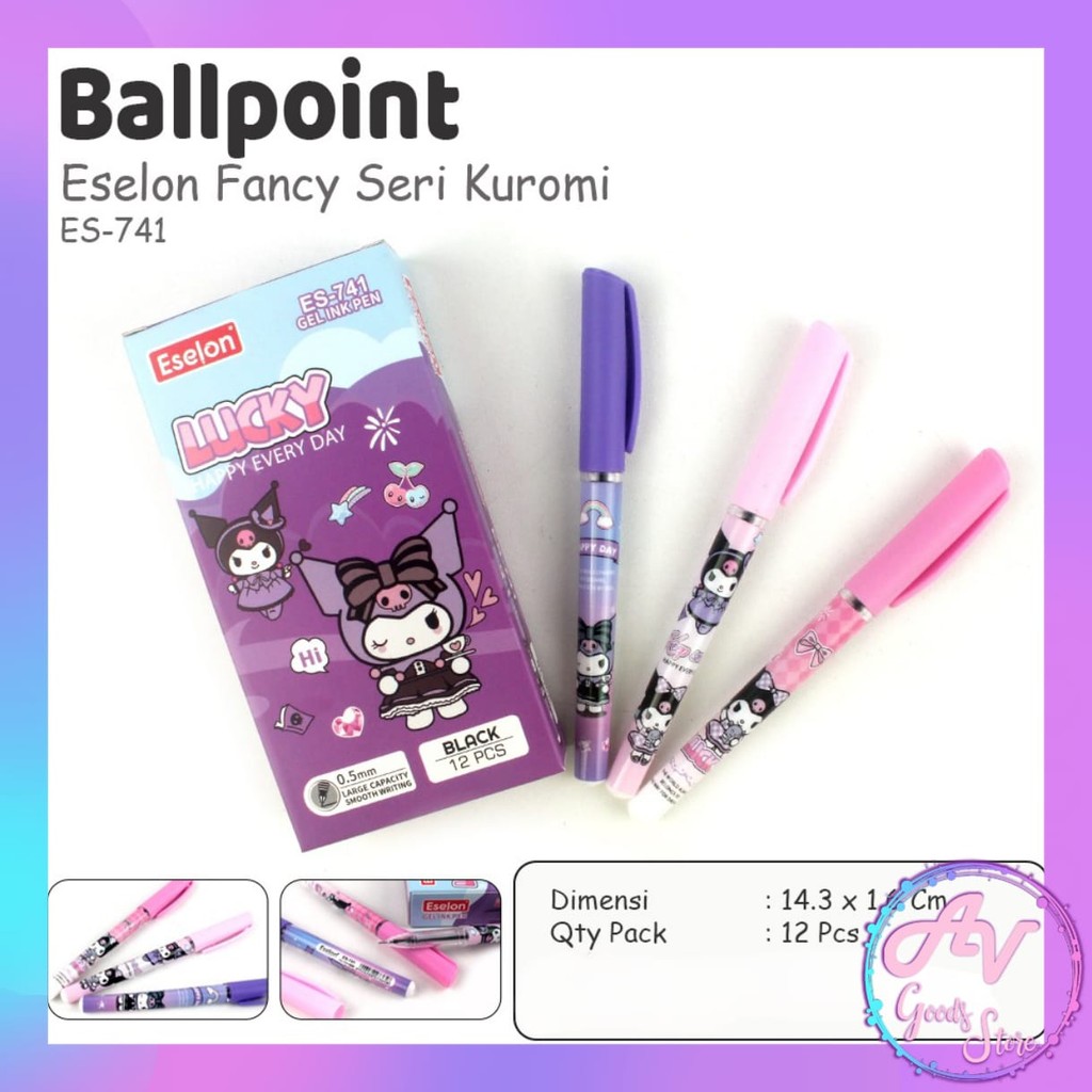 Ballpoint Gel Karakter Eselon (12pcs) / 1Lusin Pulpen Gel Fancy Lucu / 1Pak Bolpen Pena