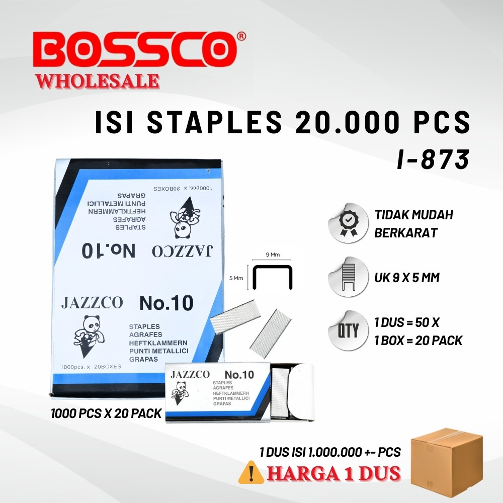 

Grosir 1 Dus isi 1000 Pack Staples Isi Stapler Refill Stapler JAZZCO No. 10 Biru