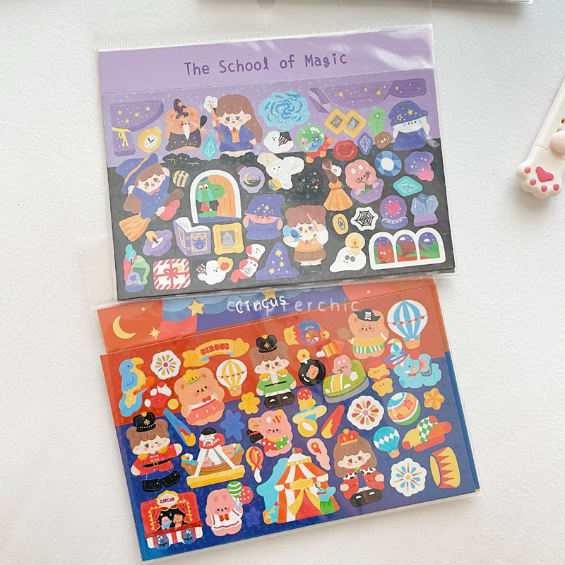 

Steen Girl Sticker Pack Stiker Gambar Sekolah Cewe Anak Lucu Circus Magic Sakura Taman