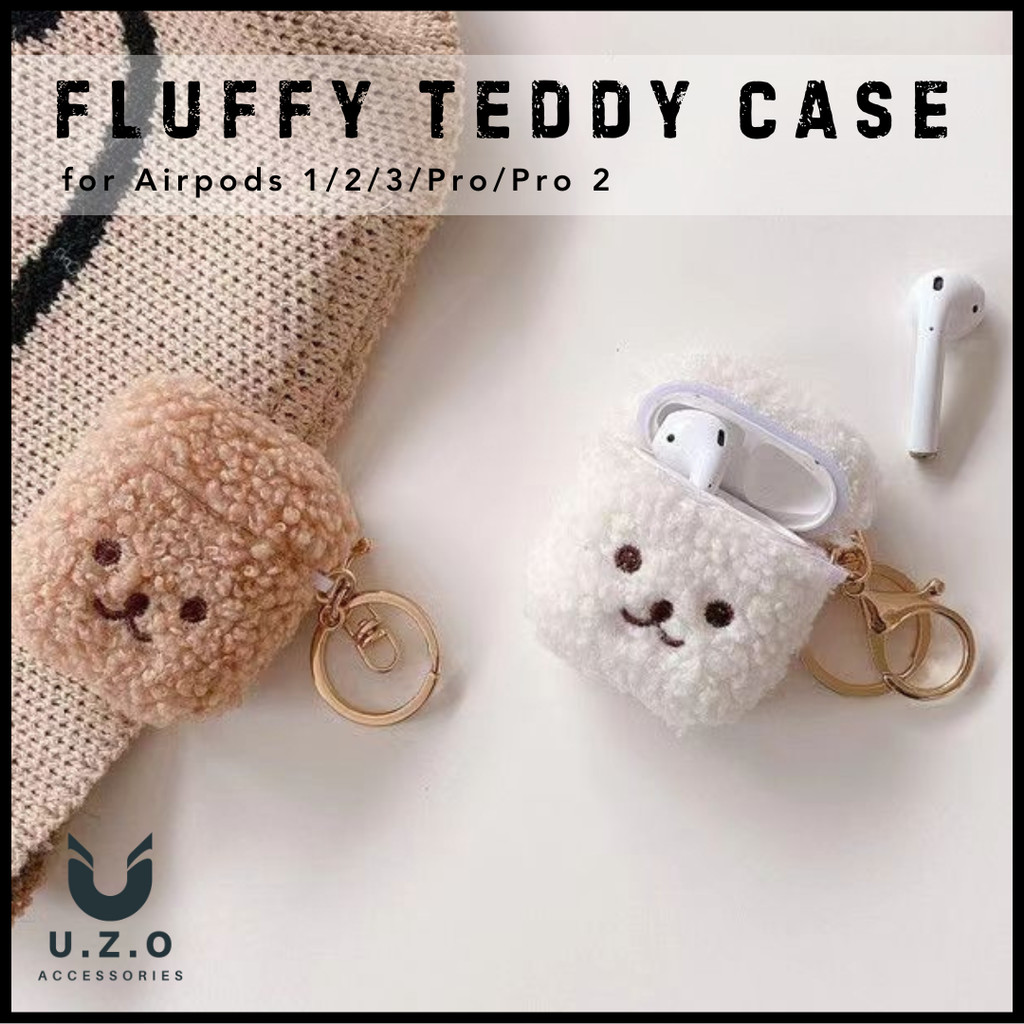 Airpods Case 1 / 2 / 3 / PRO Earphone Cover Pelindung Casing Apple Earbuds FLUFFY TEDDY Bulu Poodle 