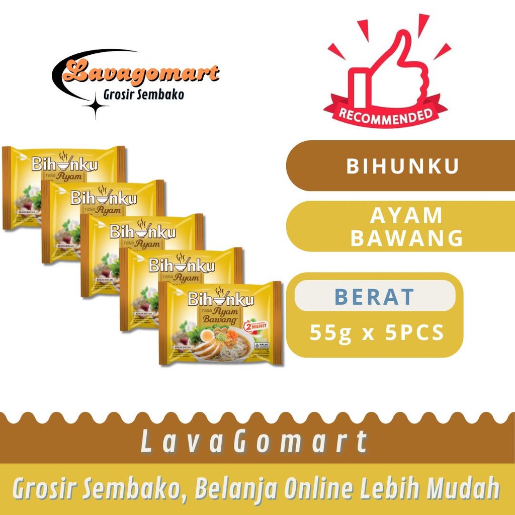 

BIHUNKU BIHUN INSTAN AYAM BAWANG 55g - 5PCS - LAVAGOMART - BANDUNG