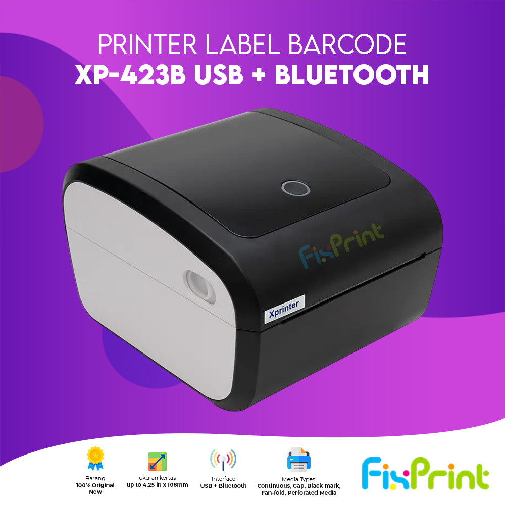 Printer XP-423B USB + Bluetooth Thermal Cetak Resi Pengiriman XP-420B Interface Bluetooth / LAN / WI