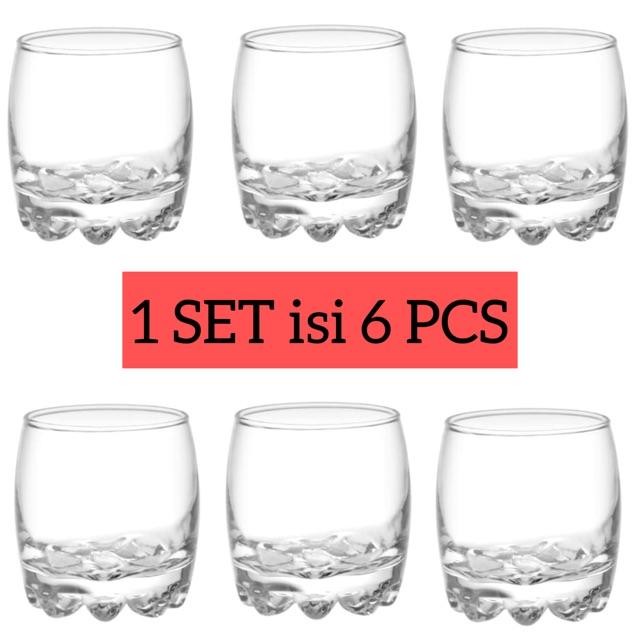 1 SET ISI 6PCS GELAS WHISKEY OLD FASHIONED / GELAS KEDAUNG HG-07 / GELAS KAKI GAJAH / GELAS KACA