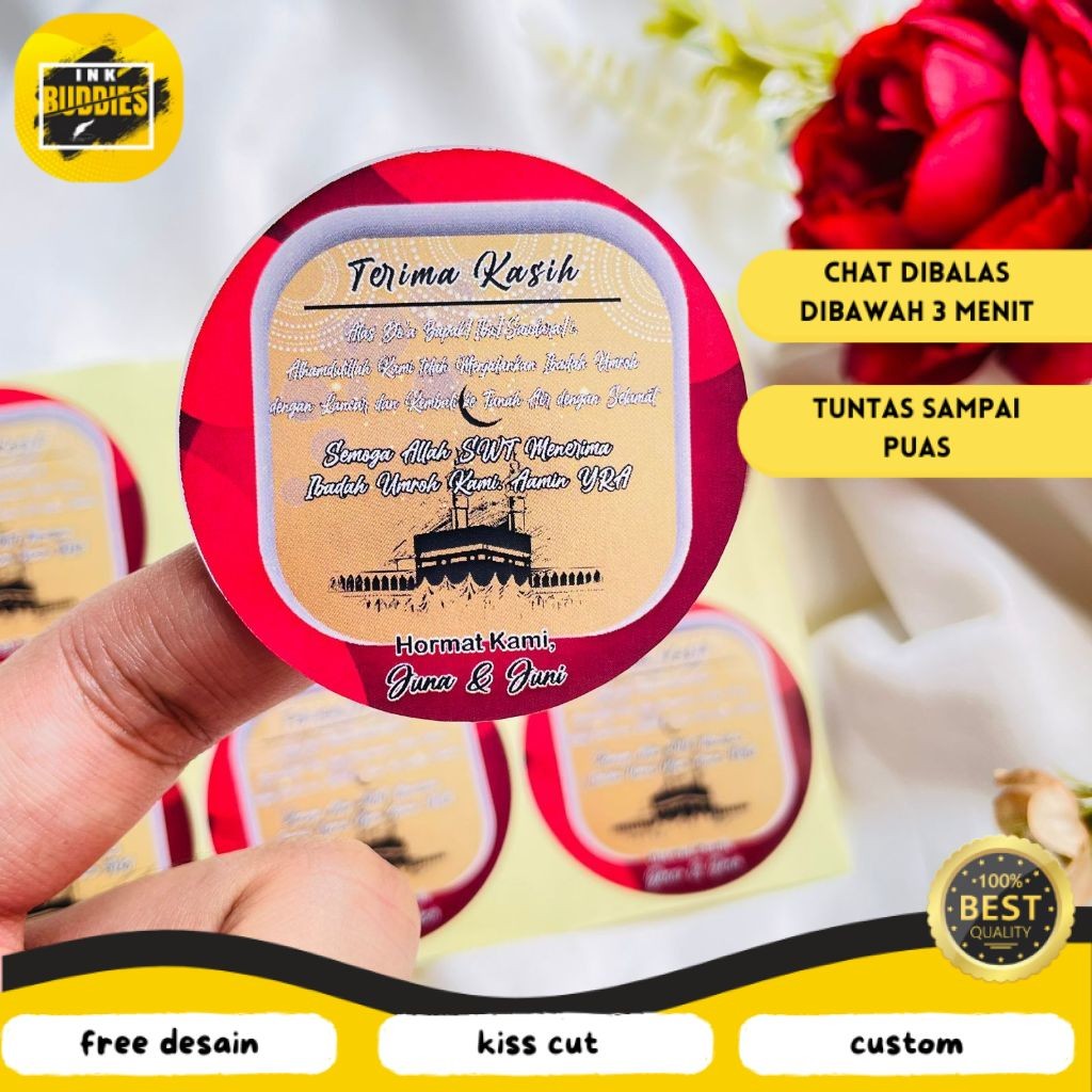 

INB 2-4 Cetak Stiker Gift From Umroh Sticker Chromo Bulat Naik Haji Label Tasyakuran Hajj