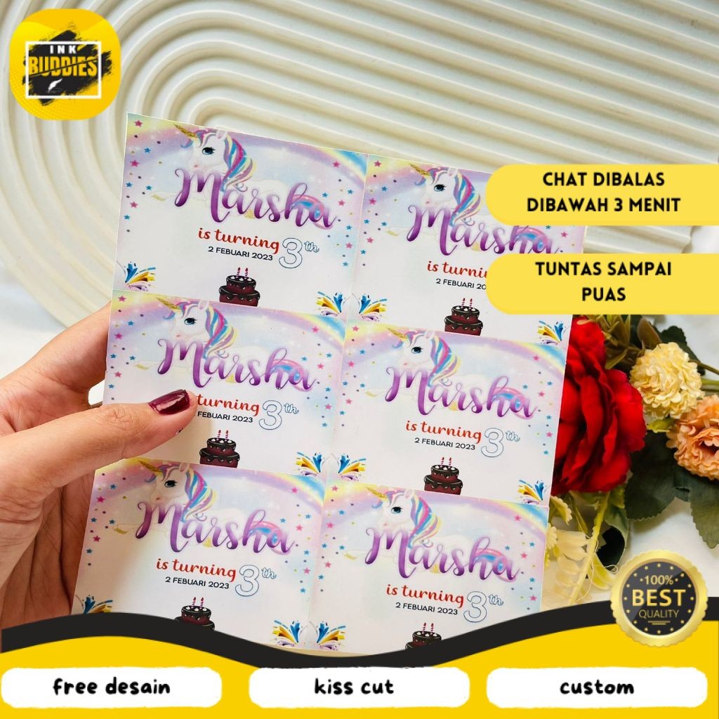 

INB Print Sticker Ulang Tahun Anak Stiker Label Ultah Ulang Taun Bentuk Persegi Free Desain