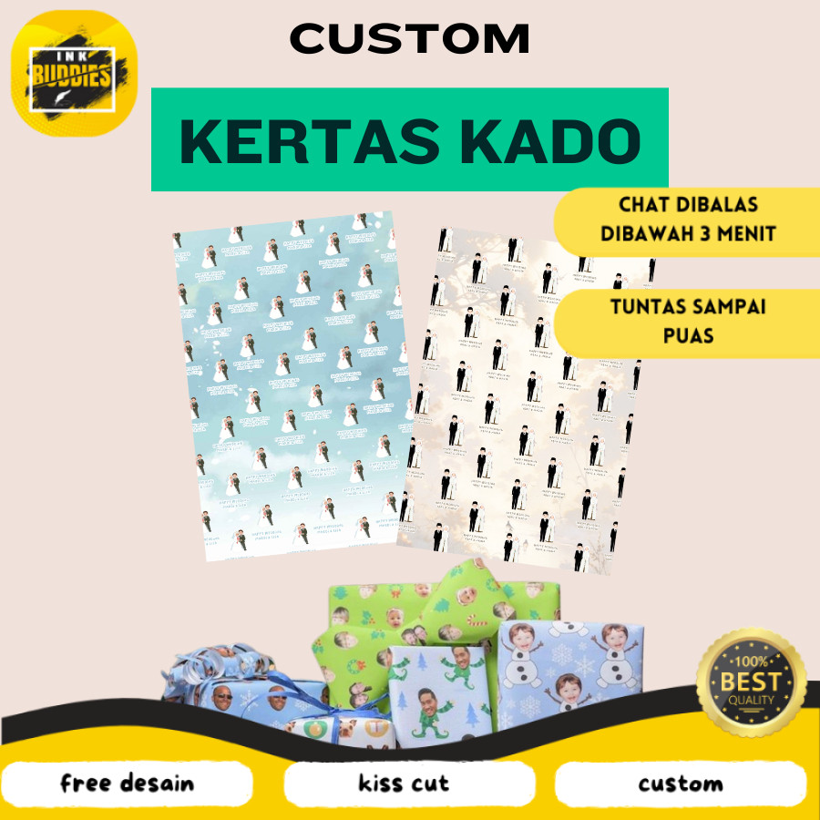 

INB Kertas Kado A3+ Custom Desain Muka Wajah Aesthetic Tambah Tulisan Wrapping Papper Bungkus Hadiah