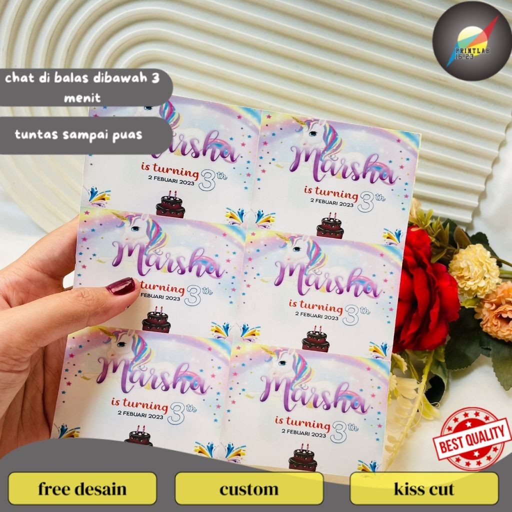 

PrintLab Print Sticker Ulang Tahun Anak Stiker Label Ultah Ulang Taun Bentuk Persegi Free Desain