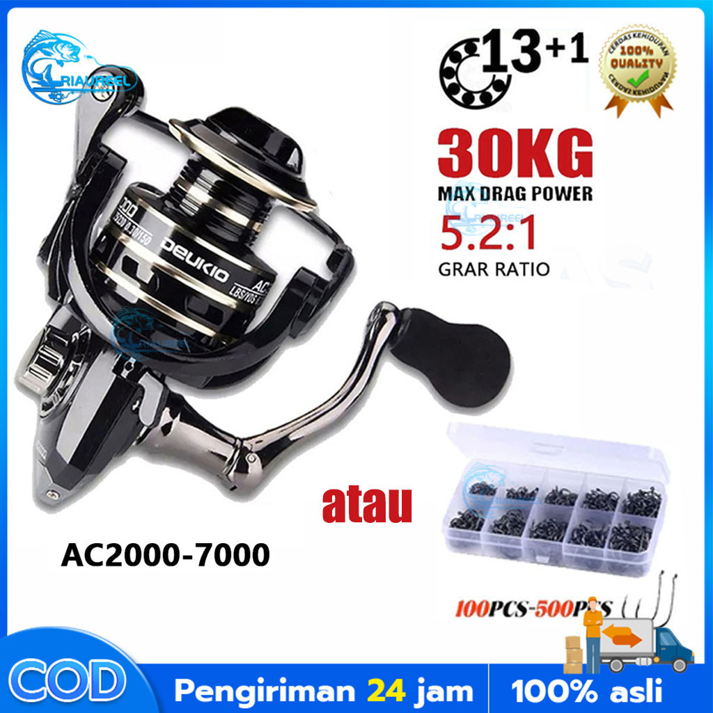 [Riaureel] Roda pancing-Reel Pancing Deukio Reel Spinning Saltwater /Roda pancing all-metal NX2000 A