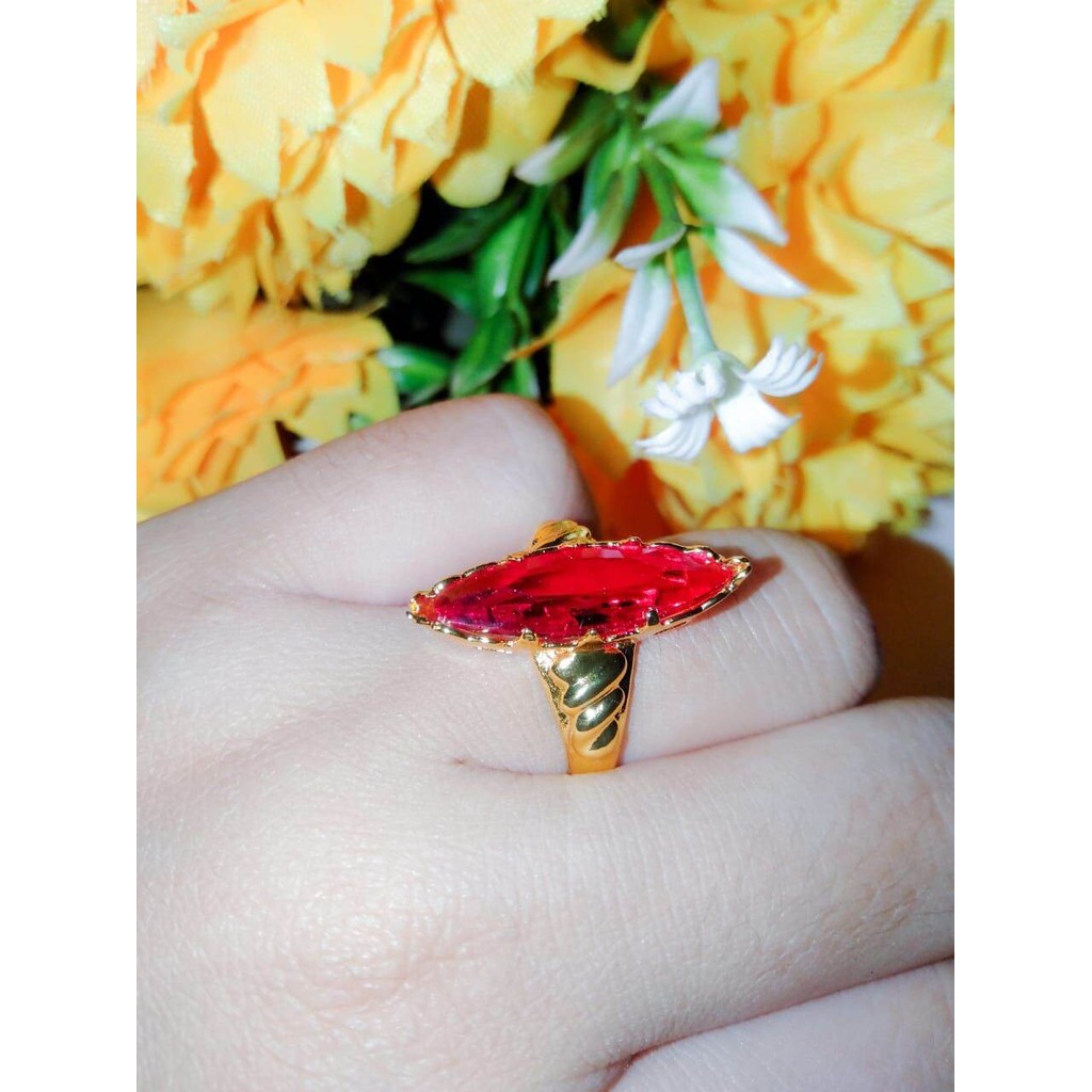 GELANG TANGAN EMAS WANITA RANTAI + CINCIN OVAL PERMATA XUPING TITANIUM SIMPLE ELEGANT ANTI KARAT