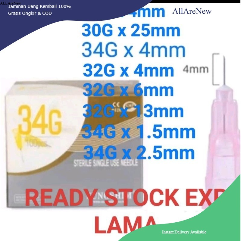 [AllAreNew] jarum meso jarum 34G jarum meso 34Gx4mm jarum 30Gx4mm 32Gx4mm sungshim jarum meso 34G x 