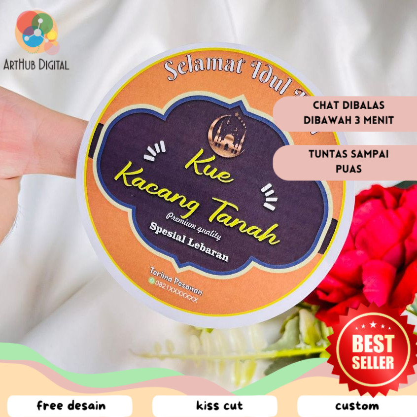

AHD 2-4 Print Sticker Kecil Bulat Cookies Idul Fitri Stiker Chromo Kue Kering Lebaran Custom
