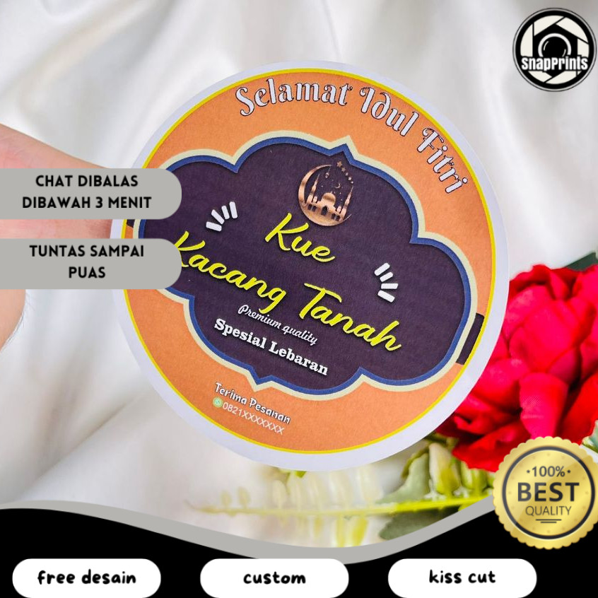

SP 2-4 Print Sticker Kecil Bulat Cookies Idul Fitri Stiker Chromo Kue Kering Lebaran Custom