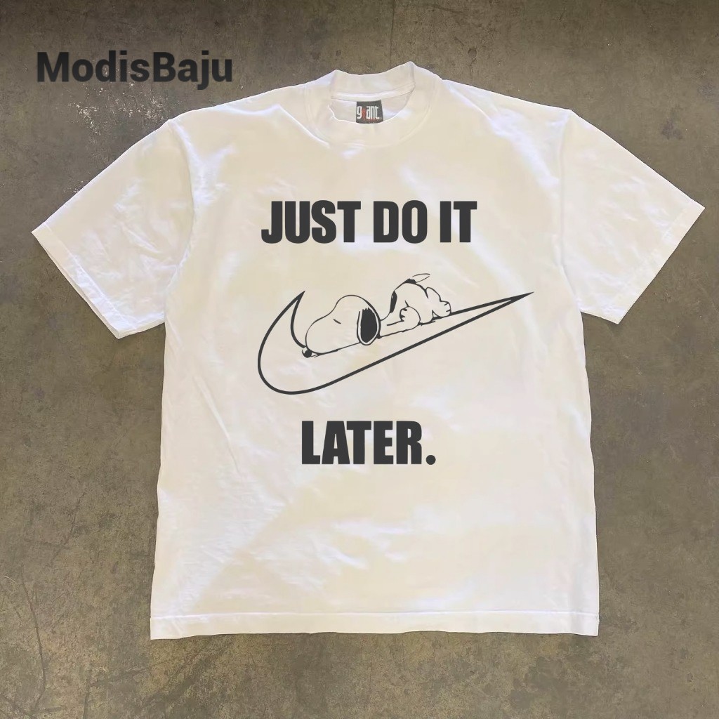 ModisBaju Korea Style T-Shirt Oversize Snoopy & Nike | Kaos Wanita Putih | Metallica Kaos Pria Dan W