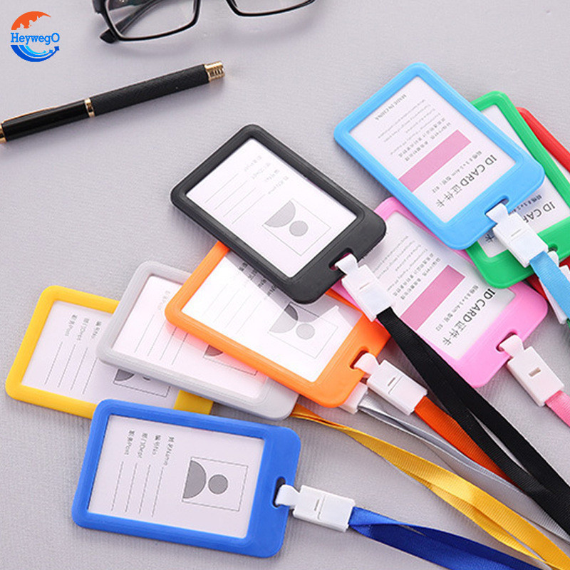 

Heywego Name Tag Id Card Transparant Gantungan Kartu Nama Plastik Vertical Lanyard Potrait Motif Polos Warna Warni Tanda Pengenal Bening Horizontal