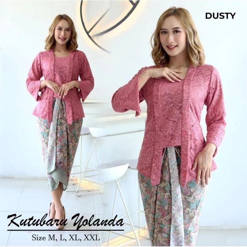 Atasan Kebaya Jumbo Ld 120 Kebaya Kutubaru Brokat Modern Setelan Rok Lilit Batik Lengan 7/8 /Terbaru