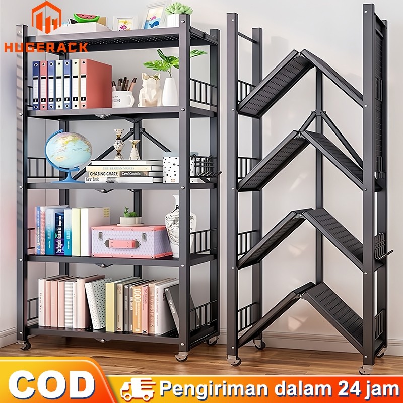Rak Lipat Besi Rak Besi 5 Susun Rak Lipat Portable Rak Dapur Lipat Rak barang Rak buku Rak besi susu