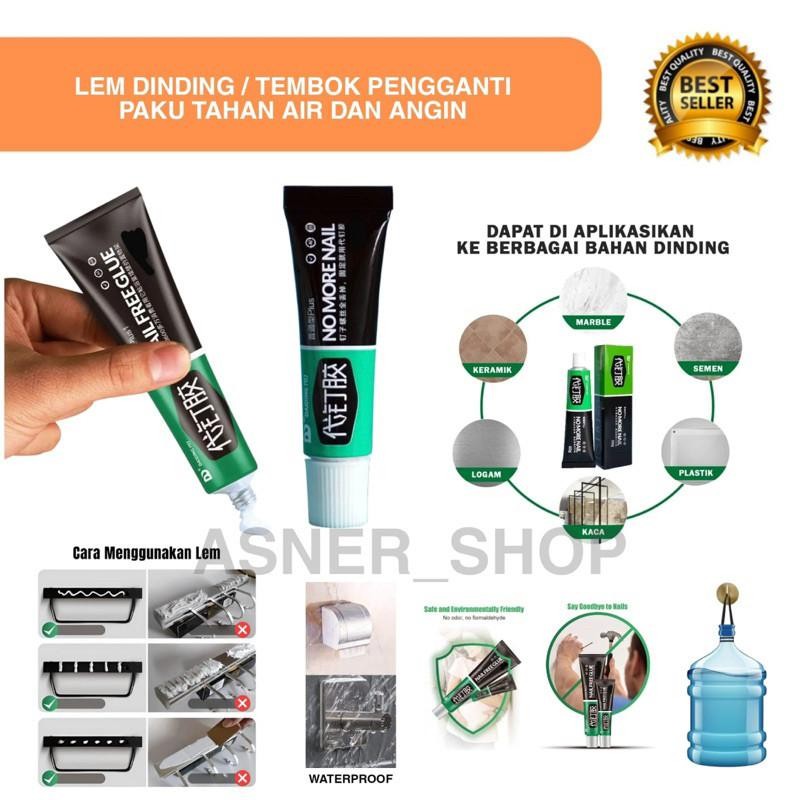 

ASNR Lem Penganti Paku 60 Gram Tembok Adhesive Glue Pengganti Skrup Perekat Super Kuat Serbaguna