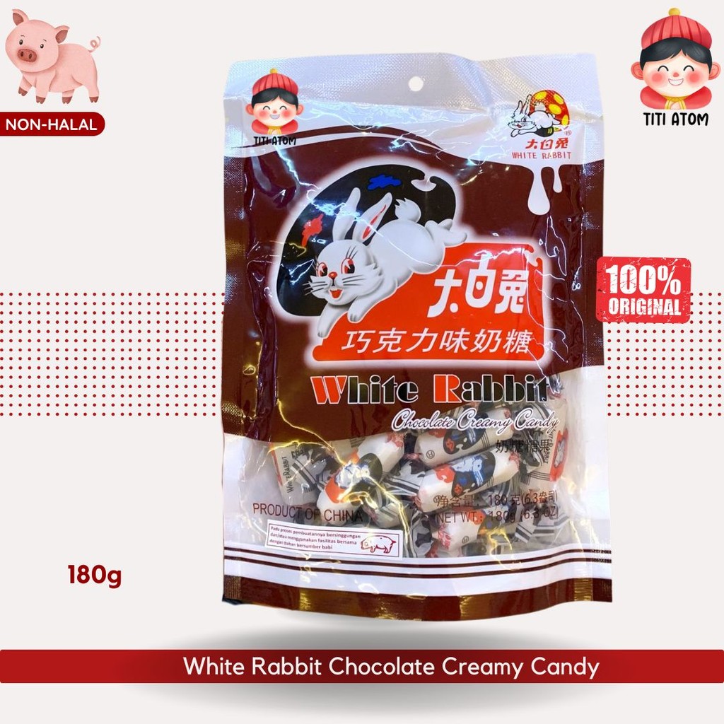 

White Rabbit Chocolate Creamy Candy Permen Susu Kelinci Rasa Coklat 180g NON HALAL