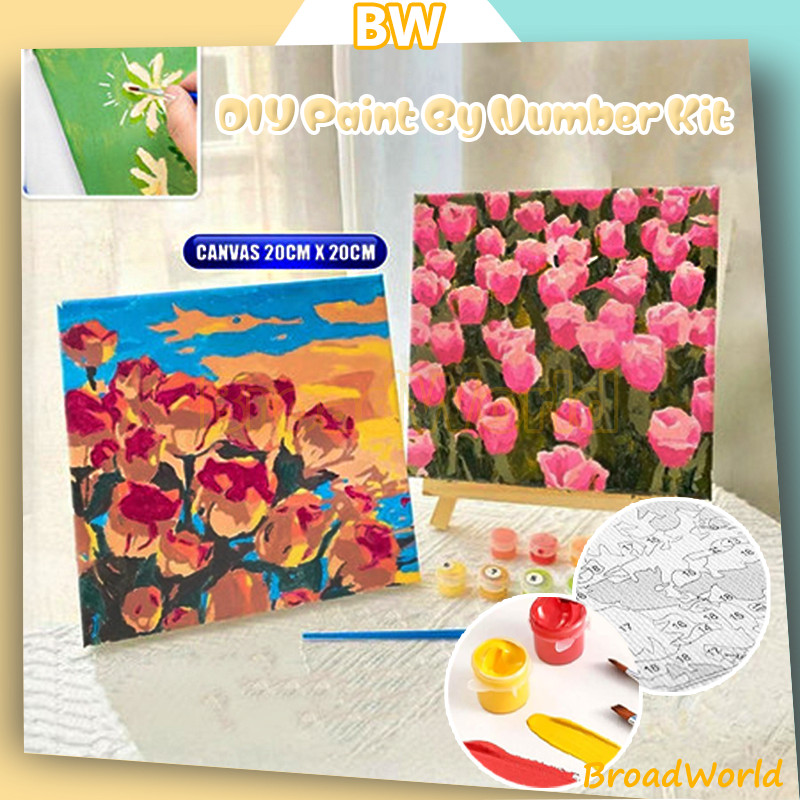 

BW Paint By Number 20x20 / DIY Lukisan Bunga Cantik Kanvas Aesthetic / DIY Kerajinan Tangan Melukis Sendiri / Painting Kit DIY
